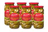 Mezzetta aceitunas rellenas de ajo vista frontal, sabor intenso y lista para servir