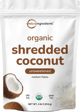 Micro Ingredients paquete frontal de coco rallado orgánico, práctico para repostería