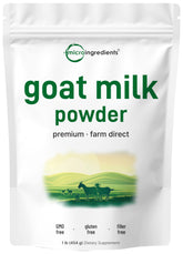 Micro Ingredients empaque frontal de leche de cabra en polvo mostrando pureza y origen
