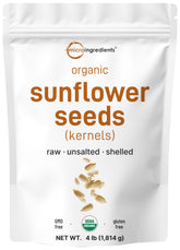 Micro Ingredients empaque frontal de semillas de girasol orgánicas ofrece claridad de producto y uso