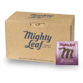 Mighty Leaf paquete frontal mostrando 100 bolsitas y beneficio de conservación