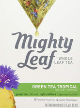 Mighty Leaf paquete frontal mostrando 15 bolsitas, ideal para preparar té fresco