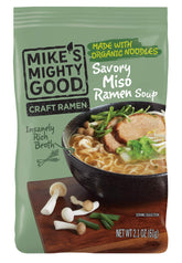 Mike's Mighty Good frente del empaque mostrando pack de 7 y beneficios veganos