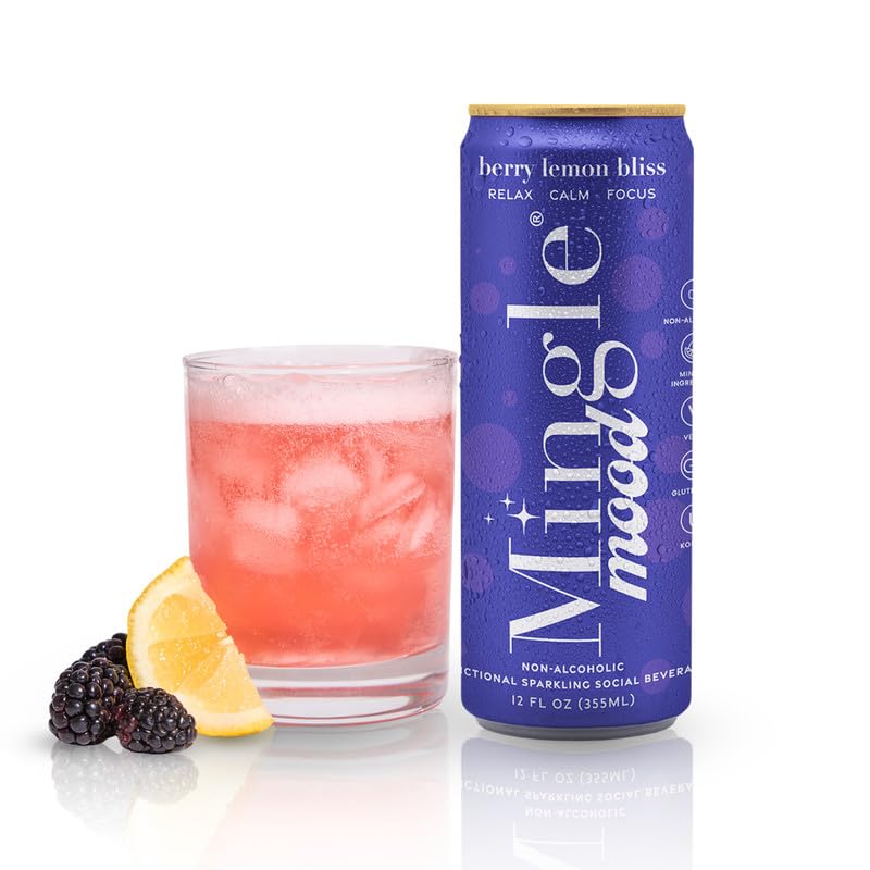 Mingle Mocktails lata frontal mostrando diseño y sabor berry limón, refresco listo para beber