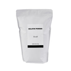 Minimalist bolsa de gelatina en polvo frontal, conveniente para recetas