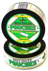 Mint Snuff vista frontal de lata mostrando el logo y almacenamiento práctico
