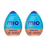 MiO Mango Peach frente del pack de 2 mostrando botellas portátiles