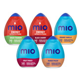 Mio pack frontal con cinco botellas para saborizar agua y fácil transporte