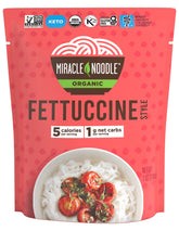 Miracle Noodle empaque frontal del fettuccine listo para comer, ahorro de tiempo