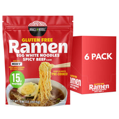 Miracle Noodle frente del paquete Spicy Beef mostrando el diseño y beneficios