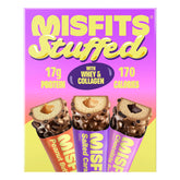 Misfits frontal del envase que muestra caja de 12 barras y conveniencia