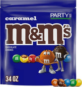 M&M'S frontal del empaque mostrando tamaño party y beneficios para compartir