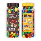M&M's frente del frasco mostrando colores vibrantes y porción grande
