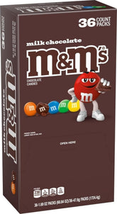 M&M'S frontal del paquete completo mostrando cantidad y diseño, conveniencia inmediata