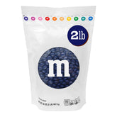 M&M’S WORLD bolsa frontal 2 lb mostrando color azul oscuro y cantidad