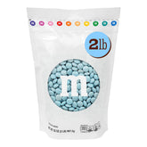 M&M'S WORLD bolsa frontal 2 lb mostrando color azul claro y conveniencia