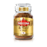 Moccona frasco frontal mostrando el diseño y ventaja de almacenamiento elegante