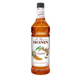 Monin jarabe caramelo botella frontal beneficio consistencia y etiqueta clara