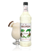 Monin jarabe de coco vista frontal botella 1 litro beneficio versatilidad
