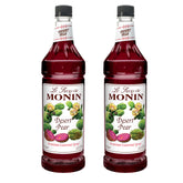 Monin botella Desert Pear frente del embalaje muestra tamaño y color fucsia