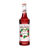 Monin frambuesa botella frontal mostrando 750 ml, realza bebidas