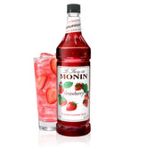 Monin jarabe de fresa frente mostrando botella y etiqueta útil para identificación