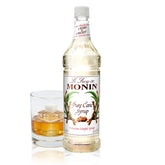 Monin jarabe de caña frontal 1L mostrando botella y etiqueta, aporta dulzor consistente