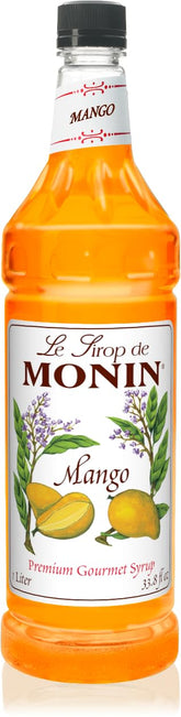 Monin Mango botella frontal etiqueta clara sabor natural