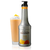 Monin puré de mango botella frontal mostrando etiqueta y tamaño práctico
