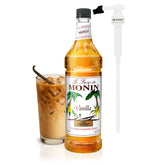 Monin botella frontal 1L con sabor vainilla y uso versátil