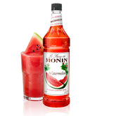 Monin jarabe de sandía frente del envase mostrando etiqueta clara y beneficio de sabor