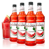 Monin botella frontal mostrando etiqueta y beneficio de sabor auténtico