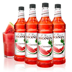 Monin botella frontal mostrando etiqueta y beneficio de sabor auténtico