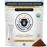 Monkey Brew empaque frontal mostrando la marca y beneficios funcionales