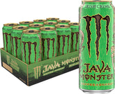 Monster Java Irish Crème lata de frente mostrando diseño y beneficio energizante