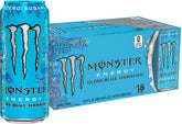 Monster Ultra Blue Hawaiian lata frontal mostrando diseño tropical y ventaja refrescante
