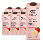Mooala cartón frontal con etiqueta orgánica y sabor fresa plátano