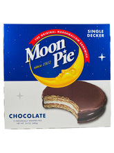 Moon Pie frente del empaque caja de 12 unidades muestra presentación y conservación