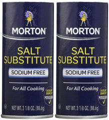 Morton frasco frontal del sustituto de sal mostrando dosificador y conveniencia