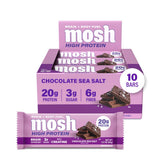 MOSH barra Chocolate Sea Salt frontal mostrando el empaque y beneficio proteico
