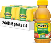 Mott's botella frontal mostrando la etiqueta y beneficio de sabor natural