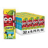 Mott's frente del empaque mostrando sabor manzana y uva blanca y conveniencia