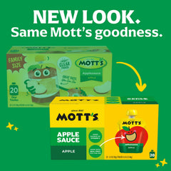 Mott's pouch en mano que demuestra fácil apertura y portabilidad