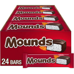 MOUNDS caja frontal mostrando 24 barras y conveniencia para compartir