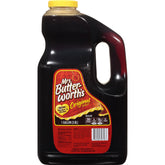 Mrs. Butterworth's frente del envase mostrando la botella grande y beneficios de ahorro