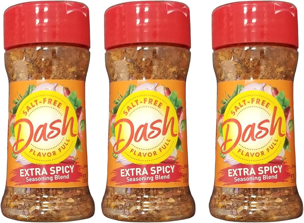 Mrs. Dash Extra Spicy frente del empaque mostrando el shaker y diseño claro, ideal para identificar el producto.