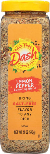 Mrs. Dash frasco Lemon Pepper mostrando diseño frontal y tamaño práctico