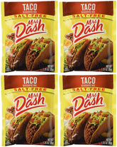 Mrs. Dash empaque frontal mostrando sobres y beneficio práctico