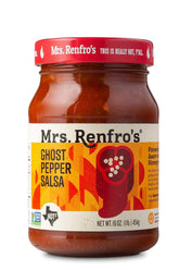 Mrs. Renfro's frasco frontal mostrando etiqueta y tamaño útil