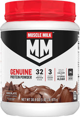Muscle Milk frente del envase chocolate mostrando marca y beneficio proteico